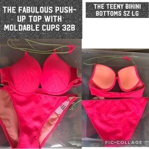 Vs the fabulous Bikini top 32B molded push-up padding teeny bottoms M